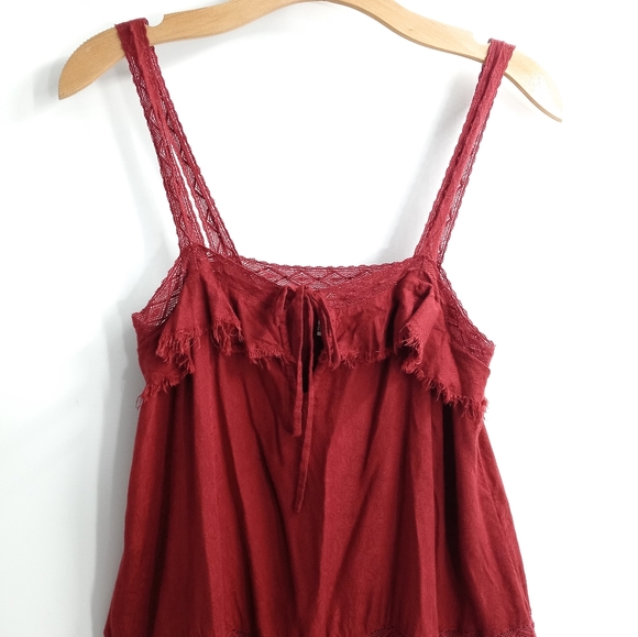 Free People Intimately Dark Red Tiered Camisole - Picture 2 of 9